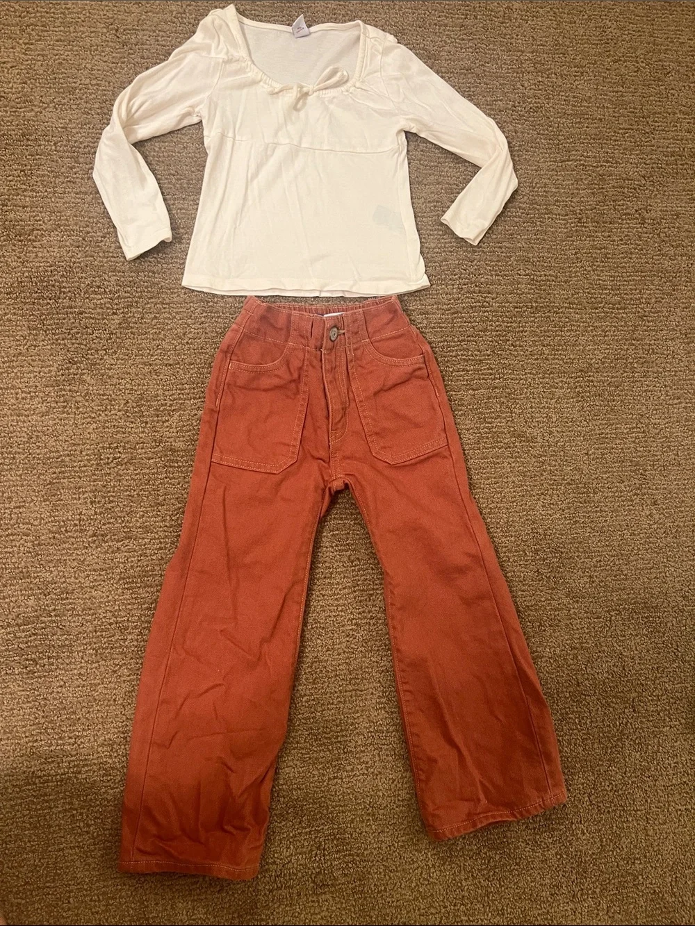Old Navy Cream Tie-Neck Long Sleeve Top
